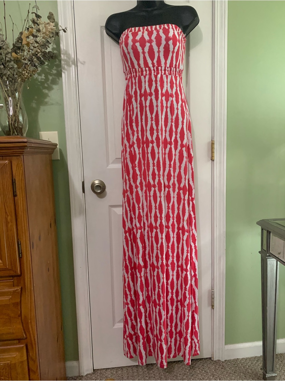 TART Strapless Maxi Dress Abstract Ikat Print Women's Small SEXY! - Picture 3 of 13